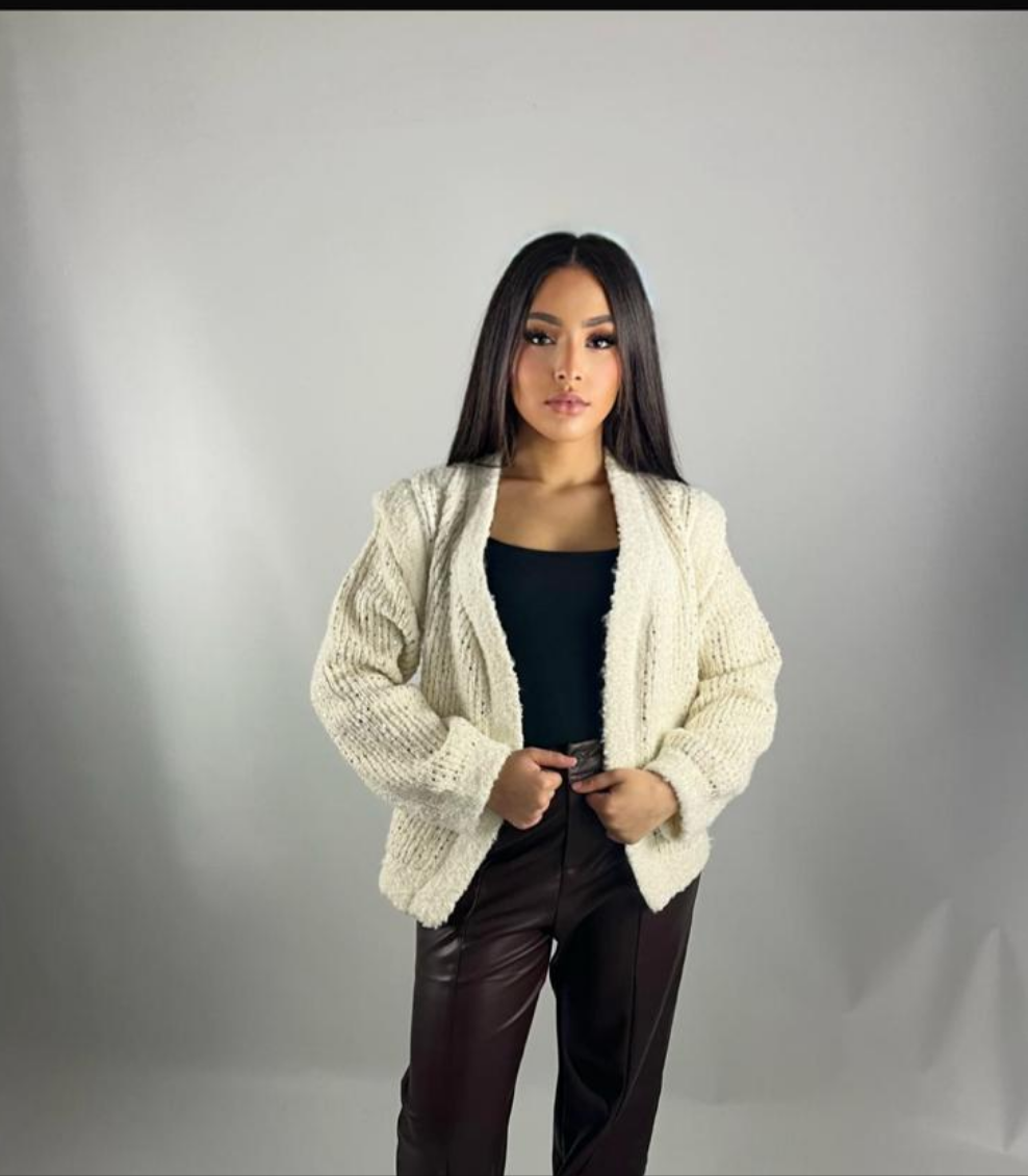 Gilet crème en maille épaisse