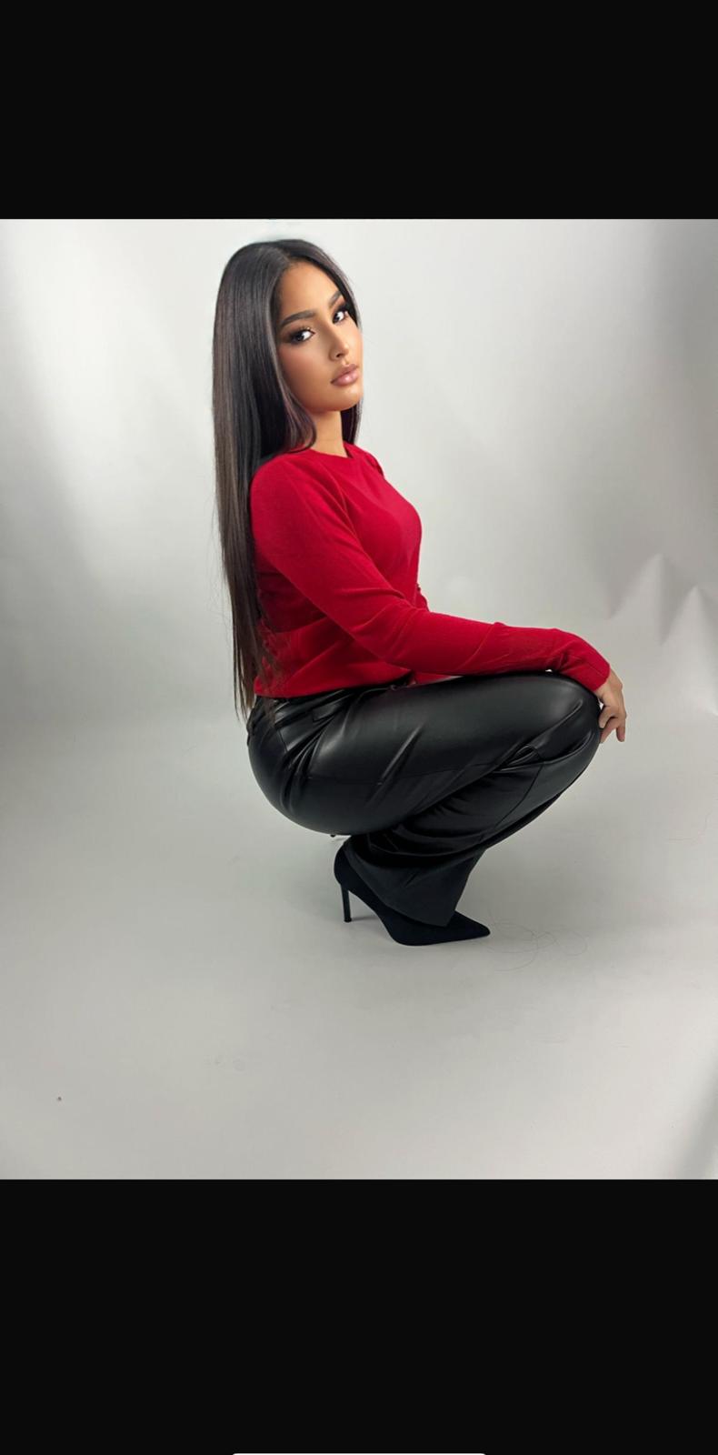 Pantalon simili cuir noir