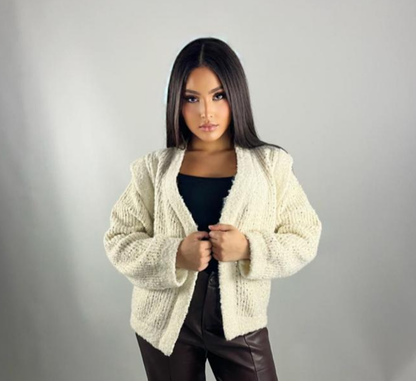 Gilet crème en maille épaisse